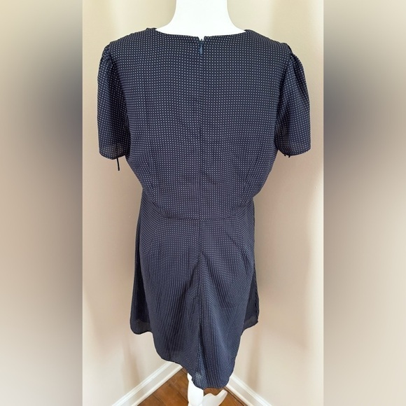 J. Crew Mercantile Navy Blue White Polka Dot Fit and Flare Mini Dress - Picture 3 of 14
